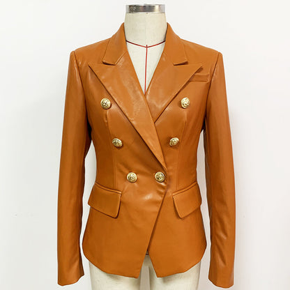 Brown Leather Jacket - DAYANCA