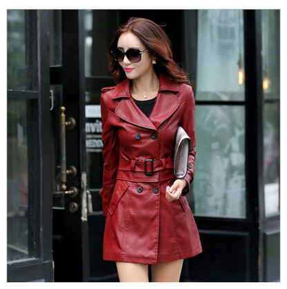 Leather Trench Coat - DAYANCA