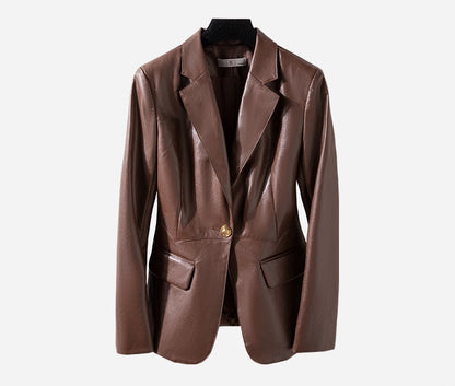 Slim Leather Jacket Coat - DAYANCA