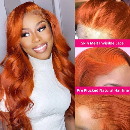 Silky Orange Human Wig - DAYANCA