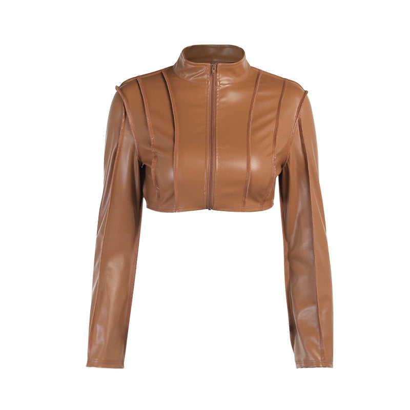 Zipped Leather Jacket - DAYANCA