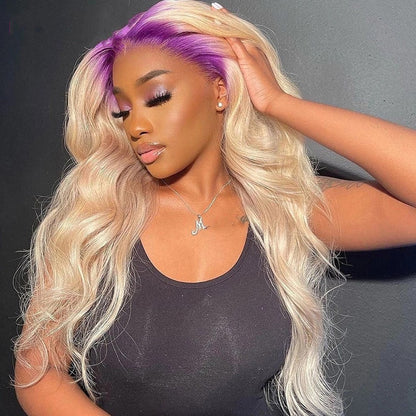 Blonde Purple Human Wigs