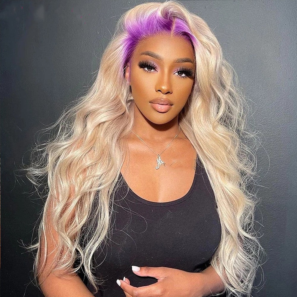 Blonde Purple Human Wigs